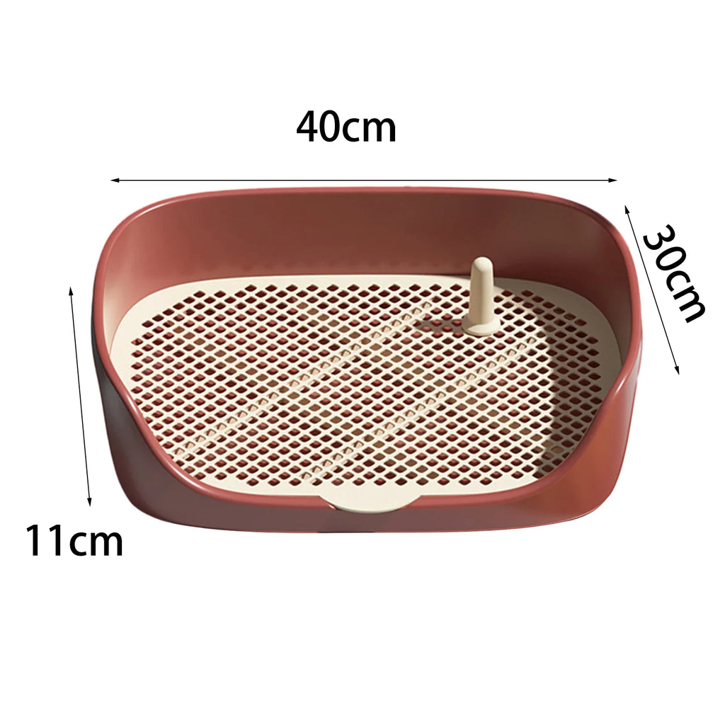 Portable Dog & Cat Training Potty with Splash Guard 15.75 x 11.81 x 4.33 in (40 x 30 x 11 cm) - Indoor/Outdoor Litter Box Trainer, Non-Slip Detachable Grid