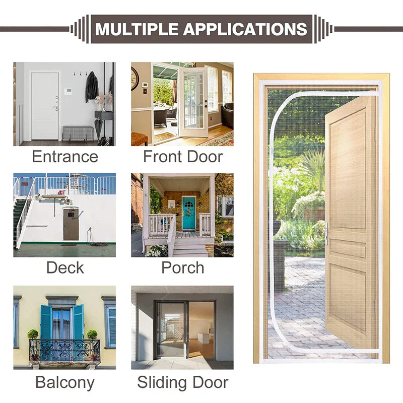 Cat-Resistant Zipper Door Screen - Nano Mesh Pet Door Curtain, Anti-Mosquito & Scratch-Proof, Up/Left Opening