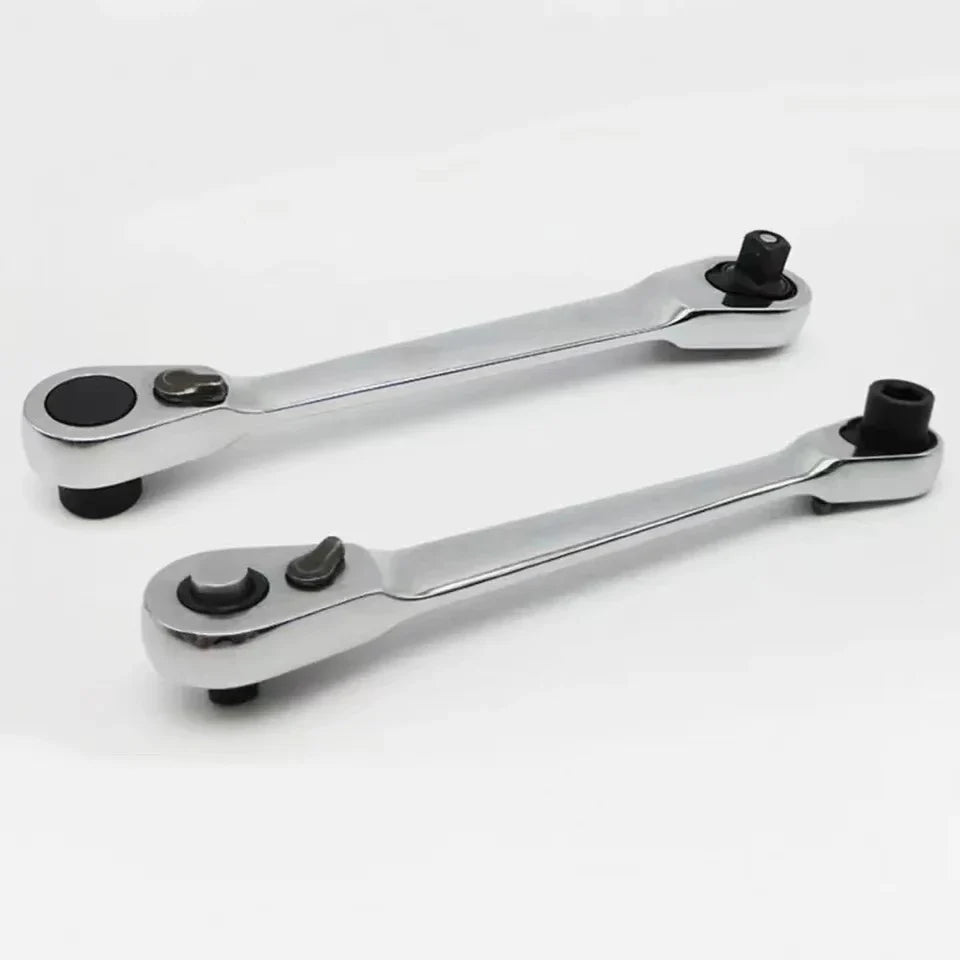 Mini 1/4 in (6.35 mm) 2-in-1 Ratchet Wrench Double-Ended Quick Socket Hex Driver