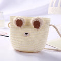 Girls Daisy Straw Mini Messenger Bag, Kids Shoulder Handbag with Coin Purse