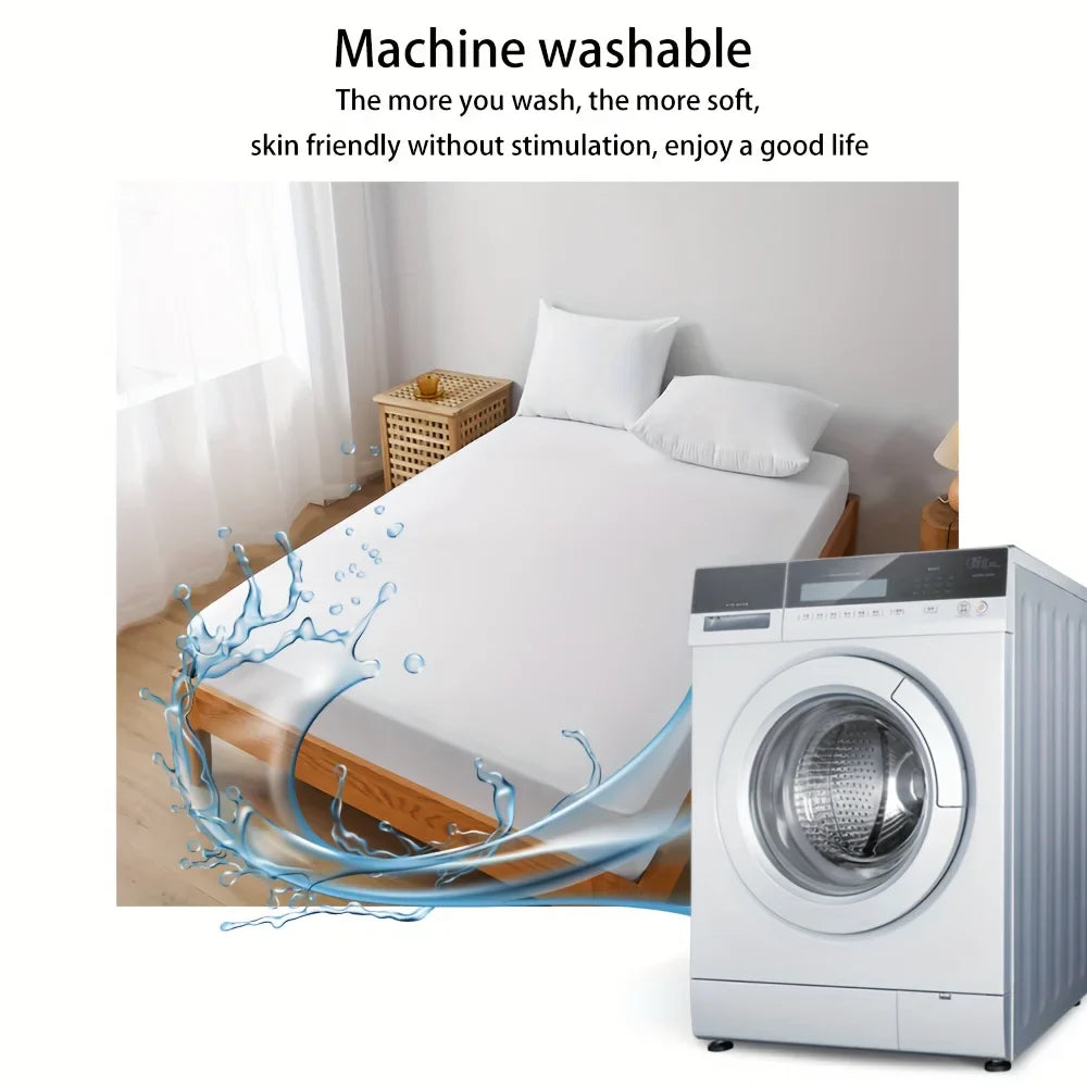 Cooling Fitted Sheet Waterproof Breathable Mattress Cover with 100% Cooling Nylon Top for Hot Sleepers