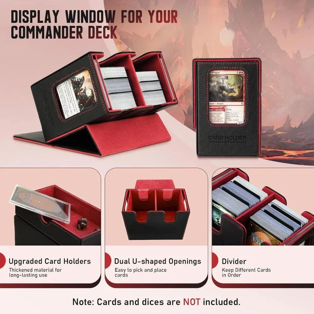 3-in-1 Deck Box Card Storage - Fits 200+ Single-Sleeved Cards, 4 Dividers & 2 Toploaders for MTG TCG CCG