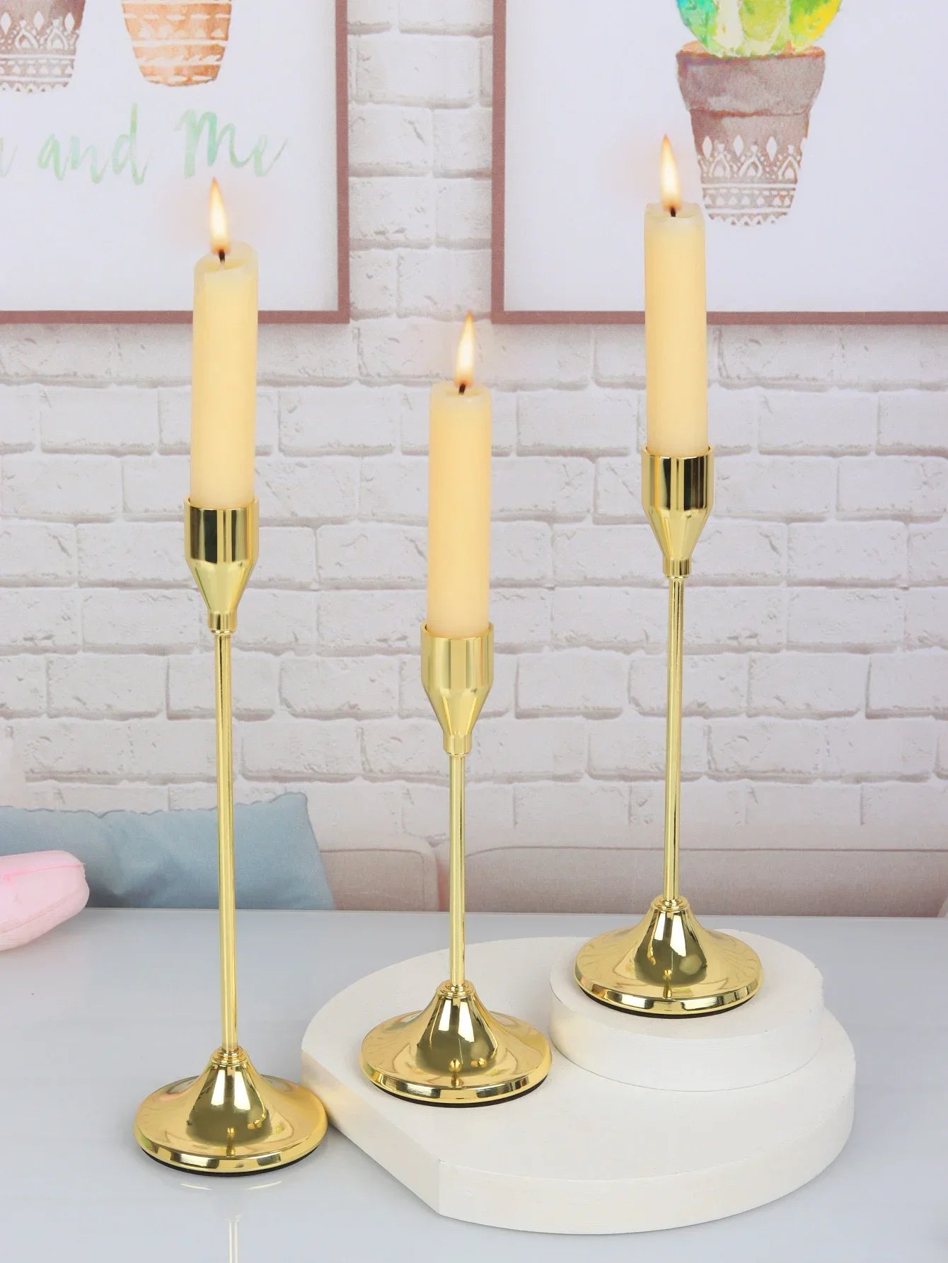 3-Piece European Style Metal Candle Holders Set for Wedding Table, Home & Christmas