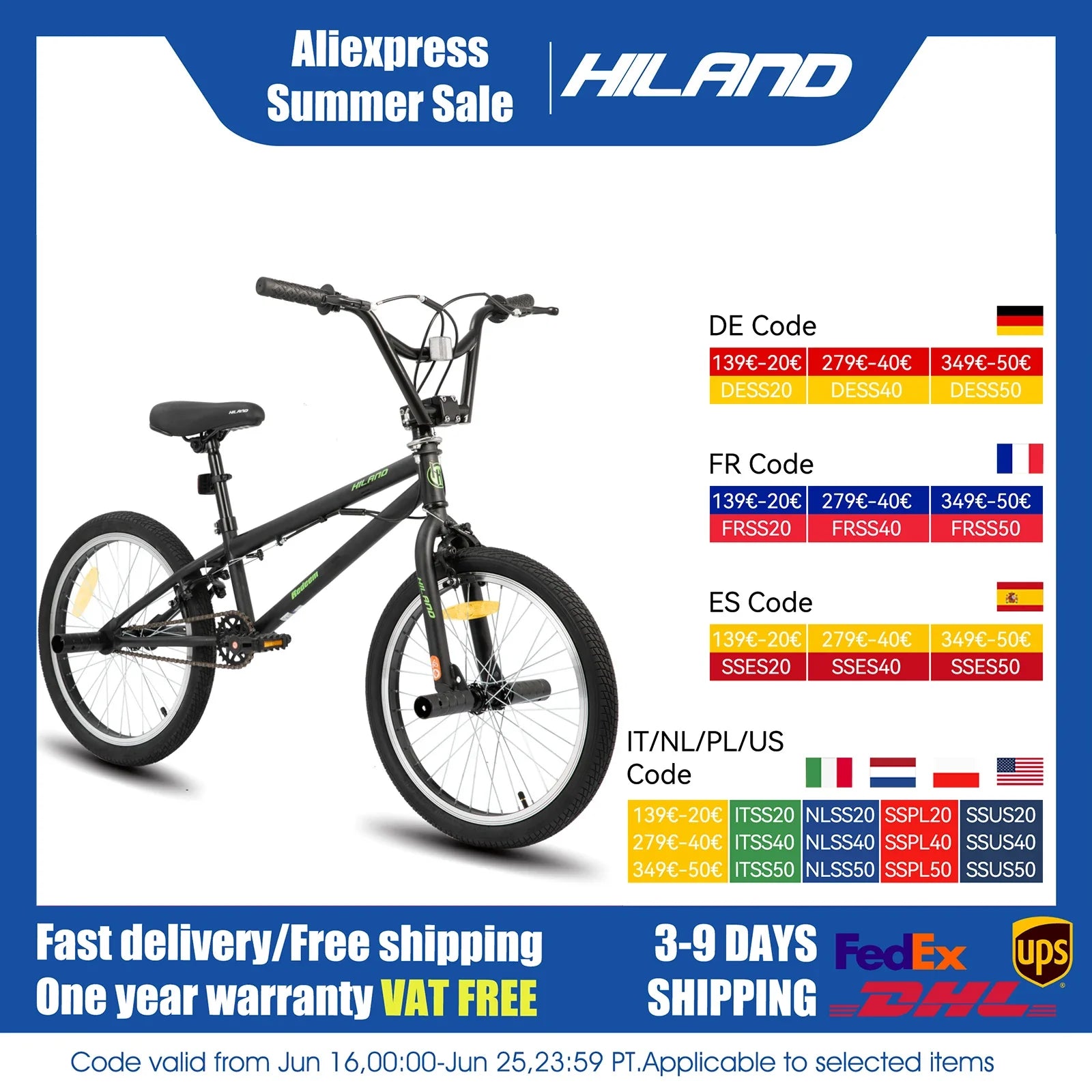 20-Inch (500 mm) Kids Freestyle BMX Bike with 360° Rotor & 4 Pegs — 19.75-inch Top Tube, Double U-Brakes