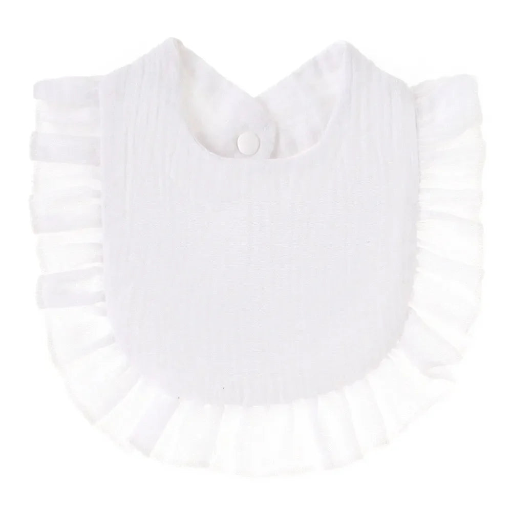 Ruffle Edge Cotton Gauze Baby Bib & Burp Cloth - Lace Saliva Bib for Infants 1-3 Years