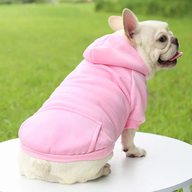 Winter Hoodie Pet Coat for Dogs & Cats, Soft Polyester Puppy Jacket with Hood and Pocket, Fits Small to Large Breeds (Chihuahua, French Bulldog)