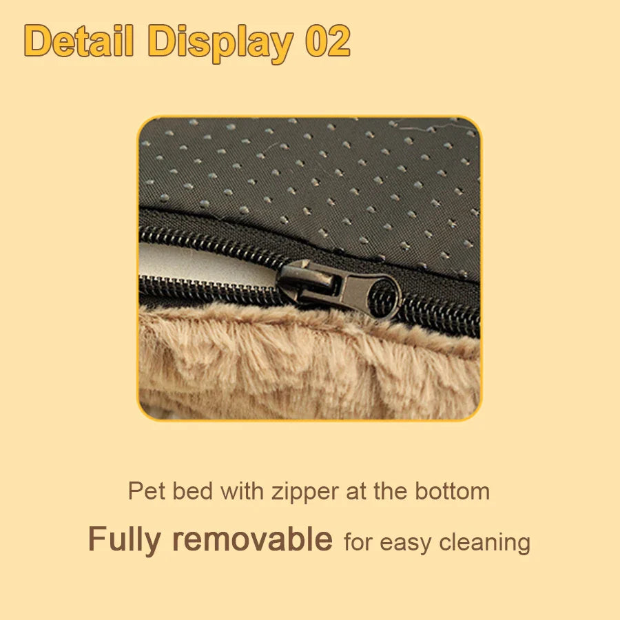Short Plush Removable Washable Pet Bed - High Elasticity Non-Collapse Cushion for Small and Medium Dogs and Cats