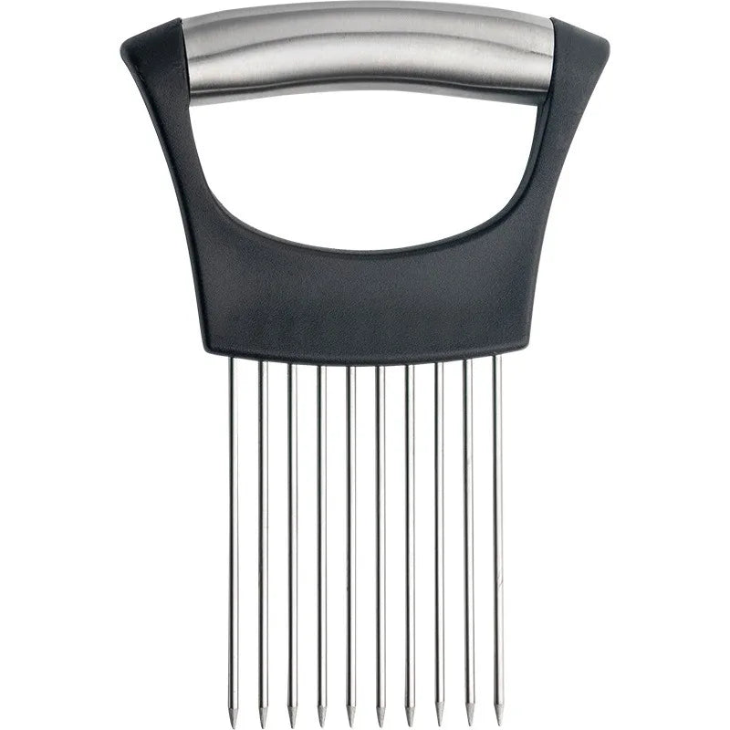 Colorful Onion Slicer with Stainless Steel Holder – Hands-Free Vegetable & Potato Chopper