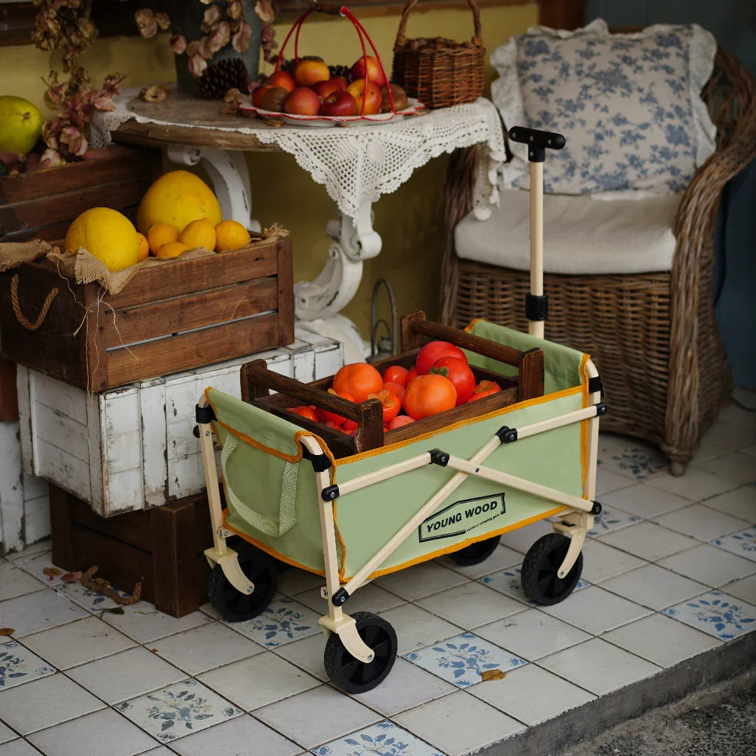 Mini Green Camping Cart – Compact Portable Multifunctional Trolley, Lightweight & Sturdy