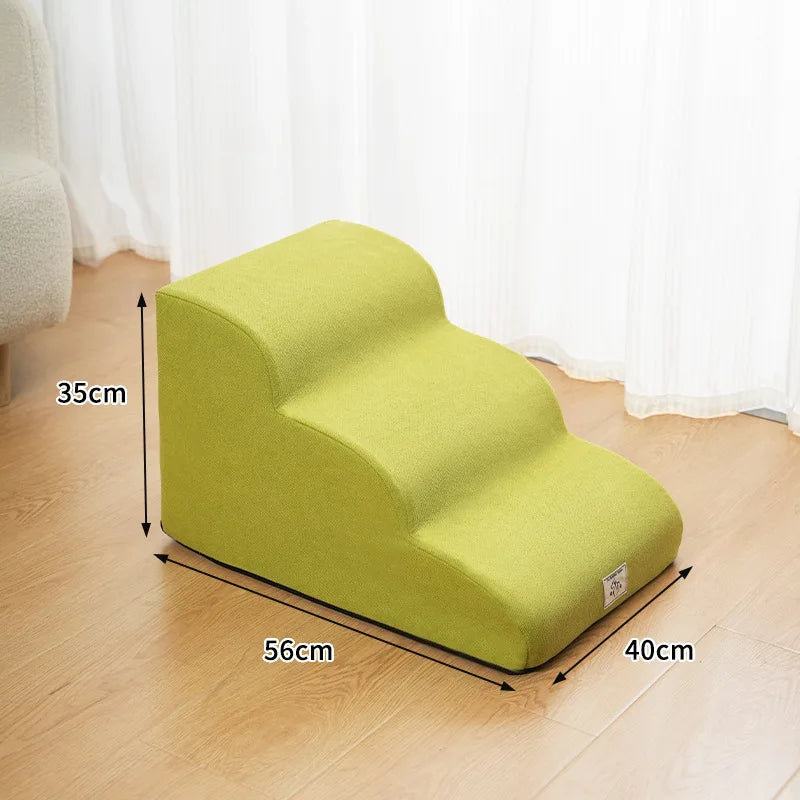 2- or 3-Step Pet Stairs for Dogs & Cats — Removable Washable Non-Slip Ramp for Sofa & Bed, PU Velvet Foam Pet Steps for Small & Senior Pets