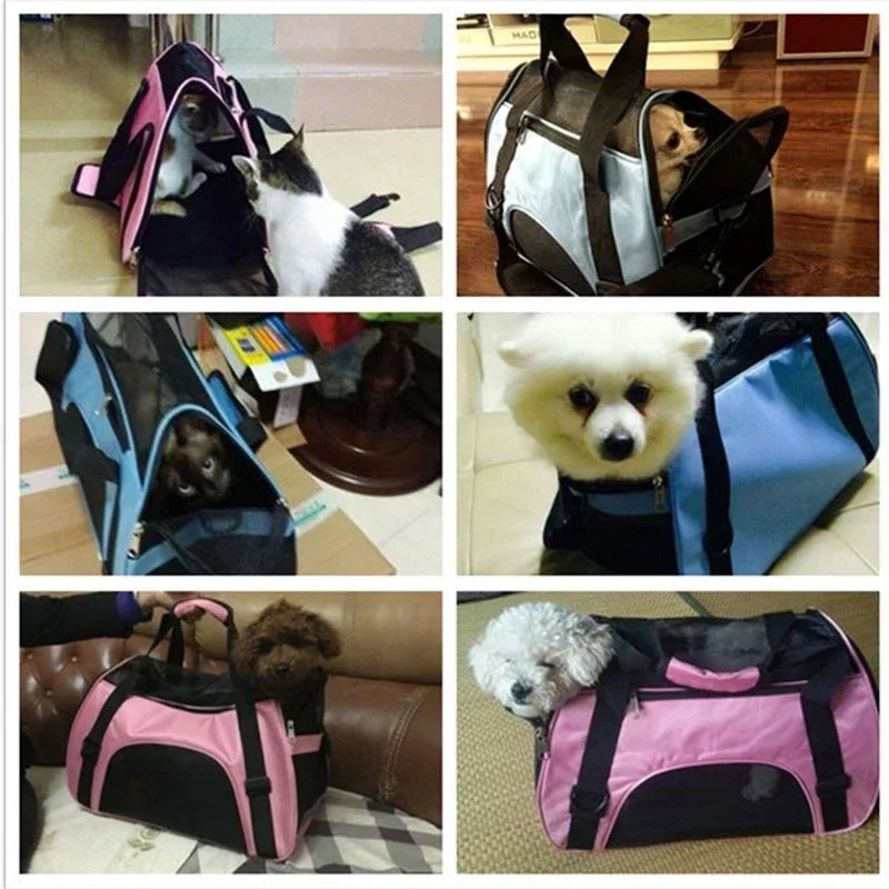 Portable Mesh Pet Carrier Bag – Breathable Foldable Travel Handbag for Small Dogs & Cats