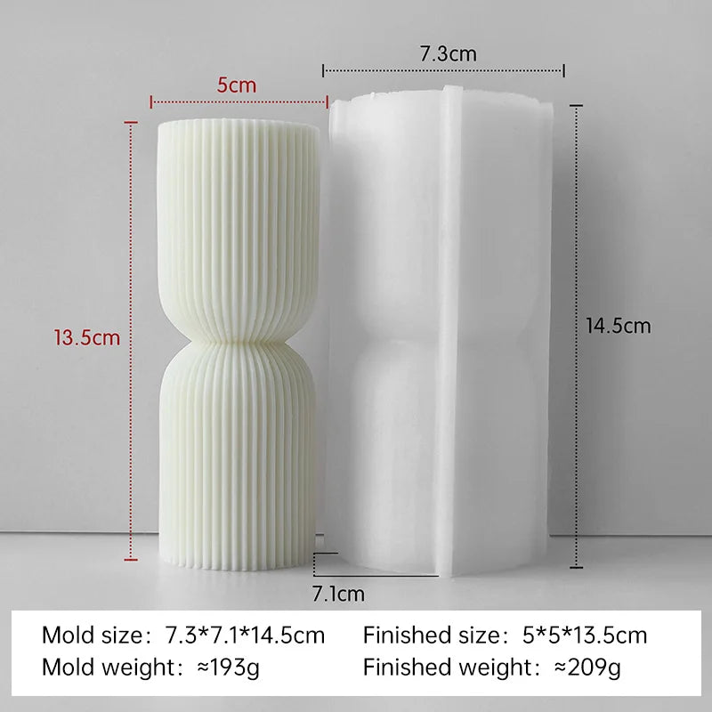 Striped Cylinder Silicone Candle Mold for DIY Pillar, Soy Wax, Plaster & Resin Crafts