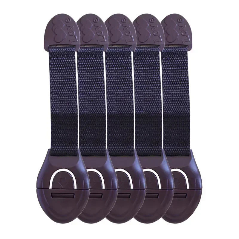 Baby Childproof Safety Strap Lock for Cabinets Drawers Refrigerator Toilet Lid – 5-Pack