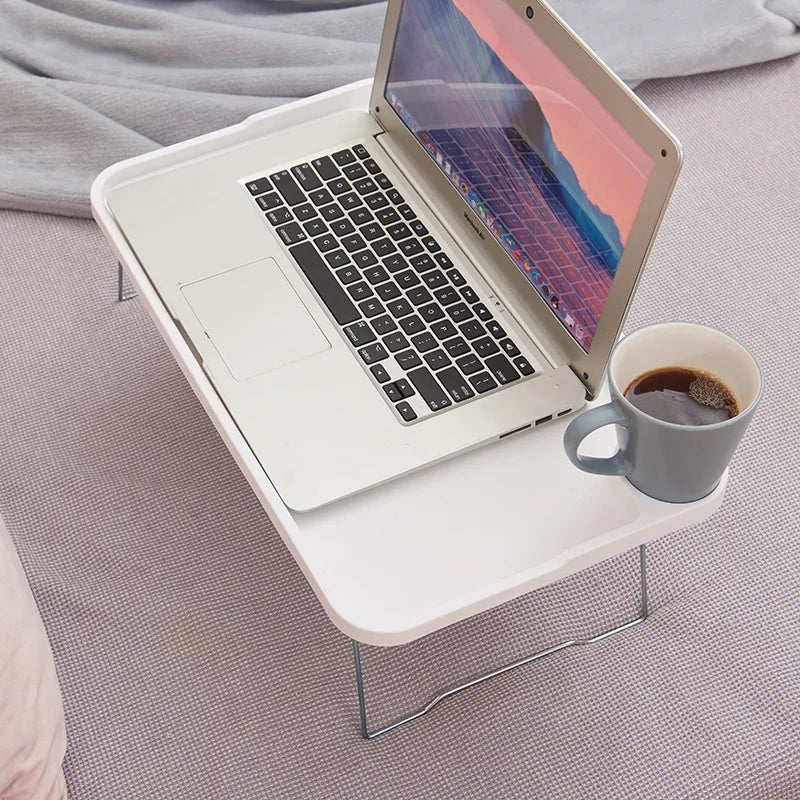 Portable Foldable Laptop Lap Desk with Cup Holder & Phone Slot - Ergonomic Bed Tray (19.6 x 11.6 x 0.83 in / 49.8 x 29.5 x 2.1 cm)