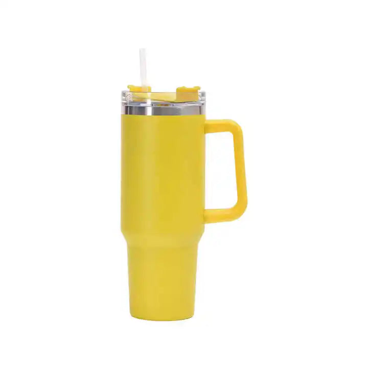 40oz Vacuum Insulated Tumbler with Handle & Straw Lid | Stainless Steel Travel Bottle