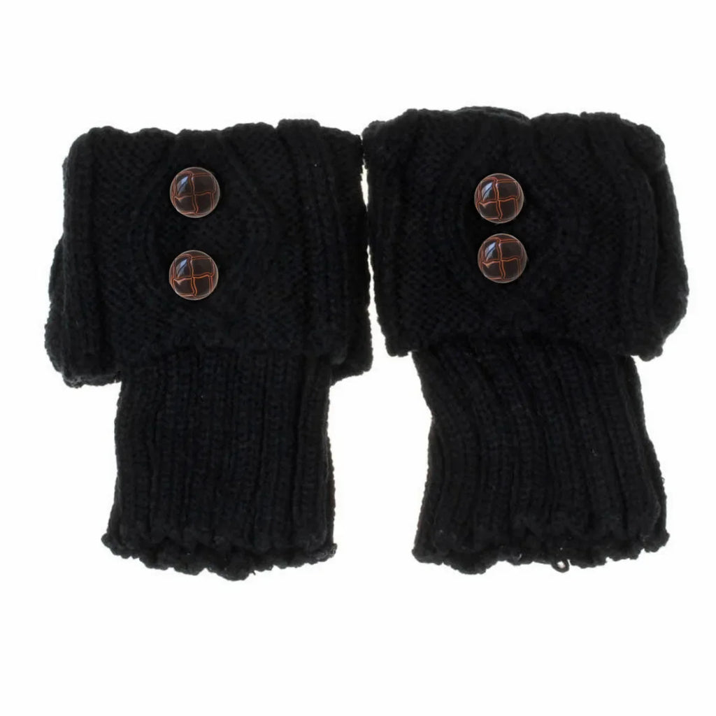 Women's Short Knit Diamond 2-Button Boot Cuffs — Knit Leg Warmers & Boot Covers