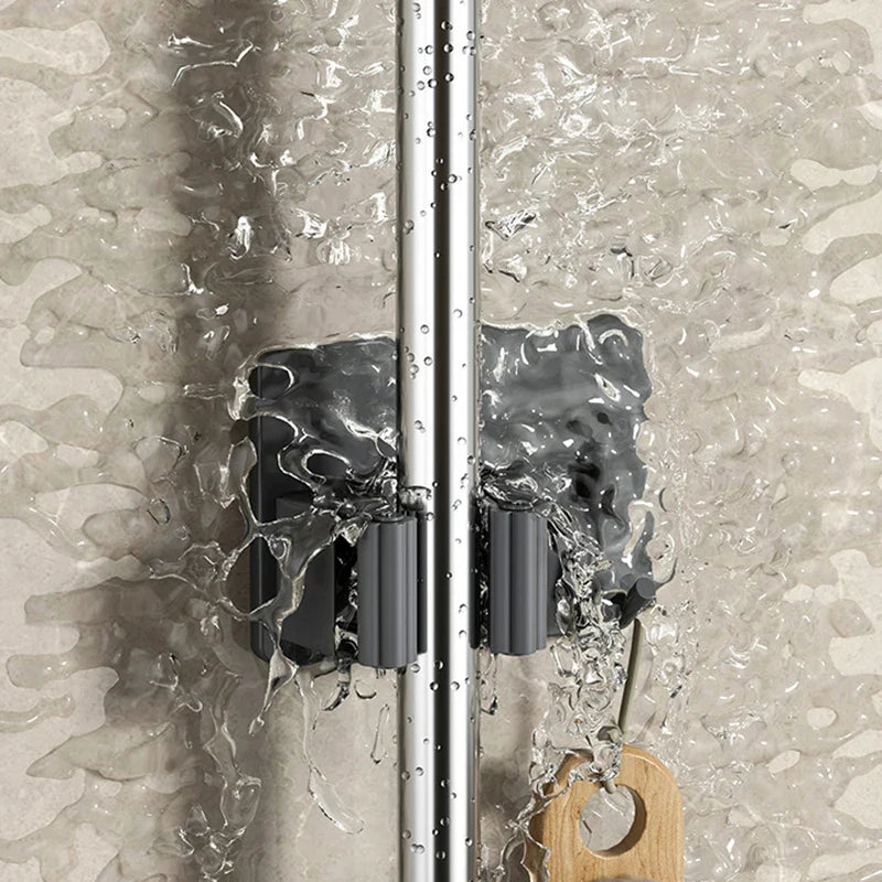 1-3 Pack Stainless Steel Nail-Free Wall Mounted Mop & Broom Holder Waterproof Bathroom Storage Rack