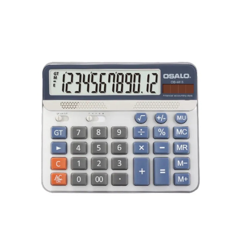 Solar Dual-Power 12-Digit ABS Calculator for Office, Finance & Students