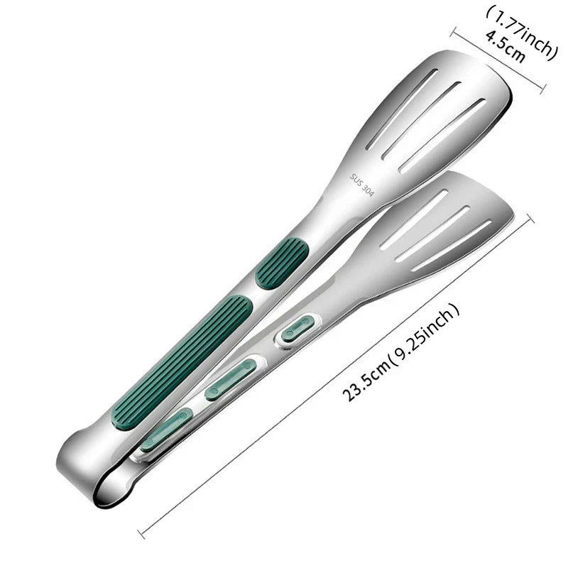 Non-Slip Stainless Steel Serving Tongs — 3 Lengths (6.9/9.3/11.2 in | 17.5/23.5/28.5 cm) for BBQ, Salad, Bread & Buffet
