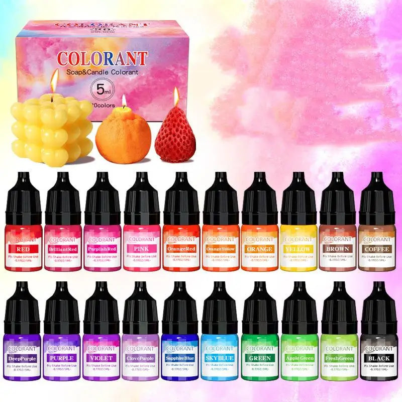 20/24-Color Candle & Soap Dye Set — Liquid Pigments for DIY Candle Making & Soy Wax Colorant