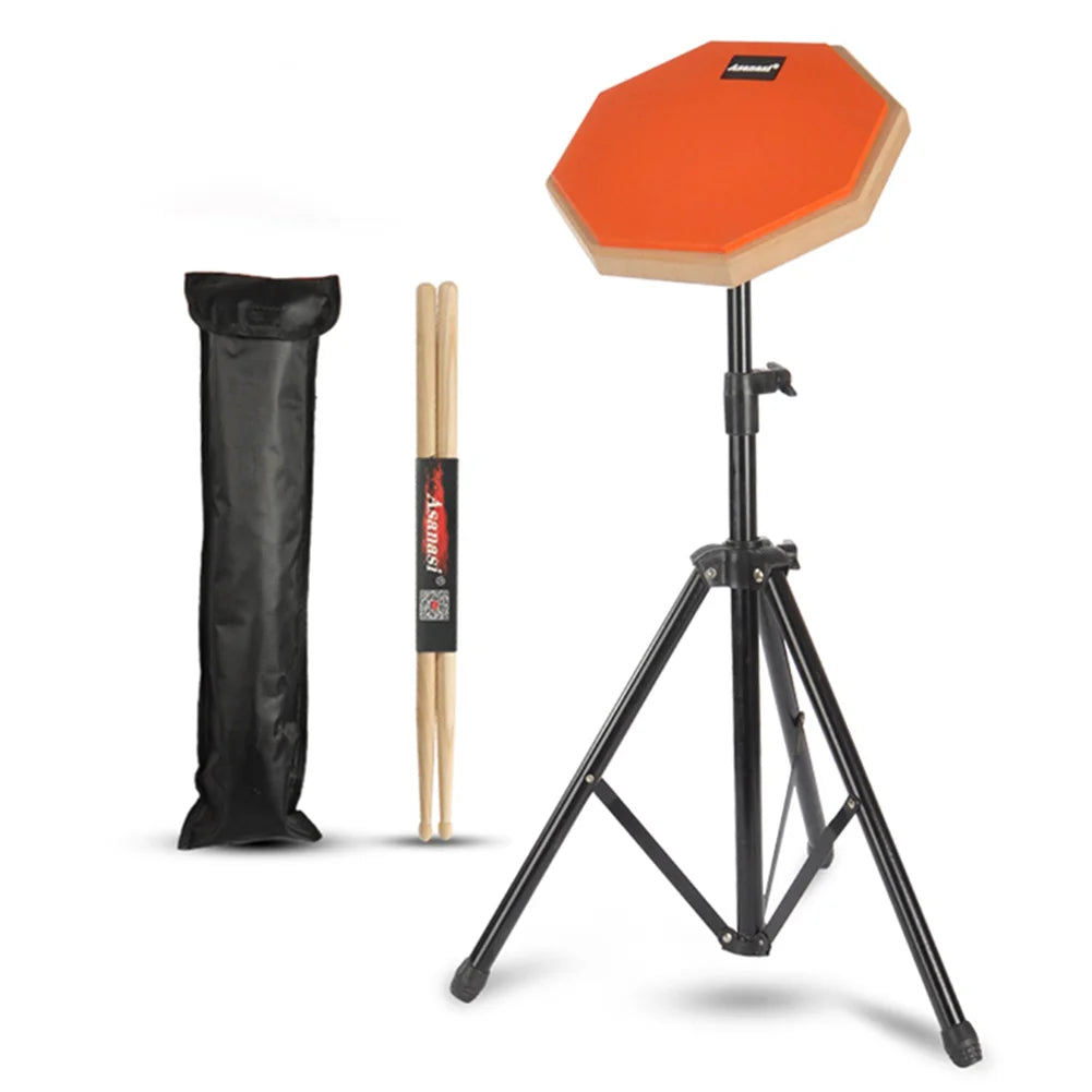 8-Inch (20 cm) Practice Drum Pad Set with Adjustable Stand Drum Sticks Carrying Bag Silent Snare Pad for Beginners