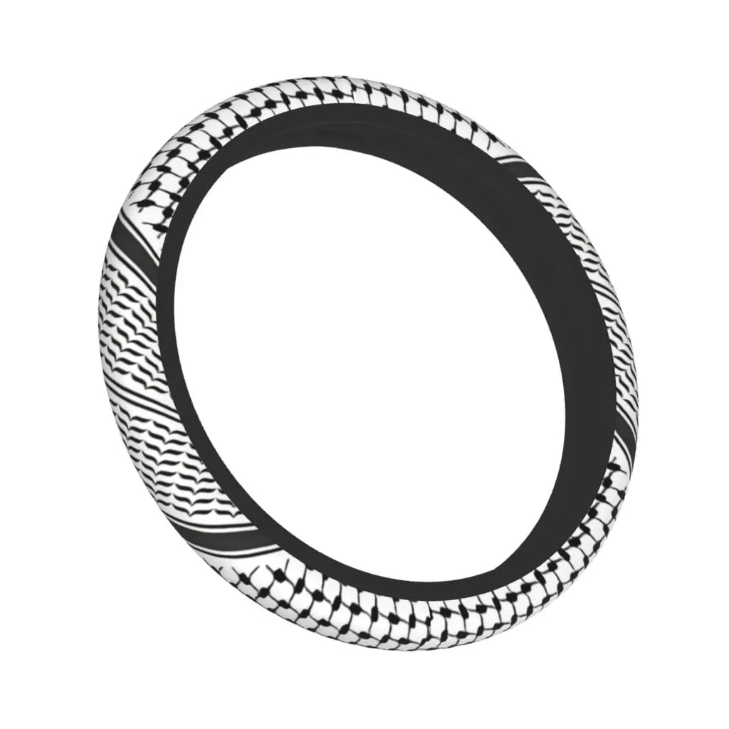 Keffiyeh Car Steering Wheel Cover 37–38 cm (14.6–15.0 in) Anti-Slip Faux Leather Colorful Kufiya Pattern