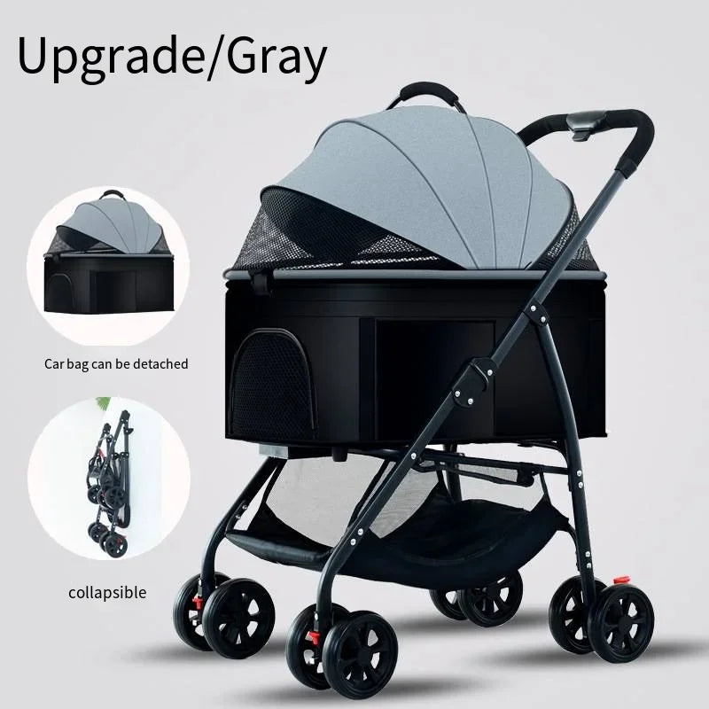 Lightweight Foldable Pet Stroller for Small and Medium Dogs & Cats Portable Outdoor Pet Carrier on Wheels