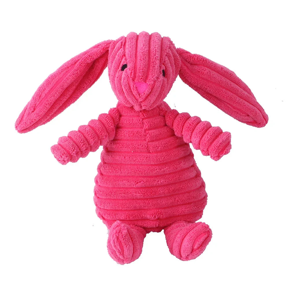 Plush Corduroy Squeaky Dog Toy, Bite-Resistant Animal Plush for Puppies & Small to Large Dogs, Training & Chew Toy