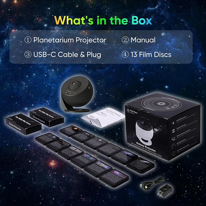LED Galaxy Star Projector 13-in-1 Planetarium Night Light 360° Rotating for Bedroom & Gift