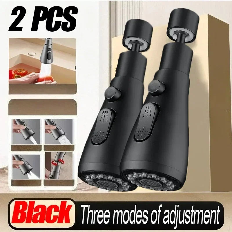 3-in-1 Kitchen Faucet Spray Head ABS Replaceable Sink Sprayer – 360° Rotating High-Pressure Nozzle