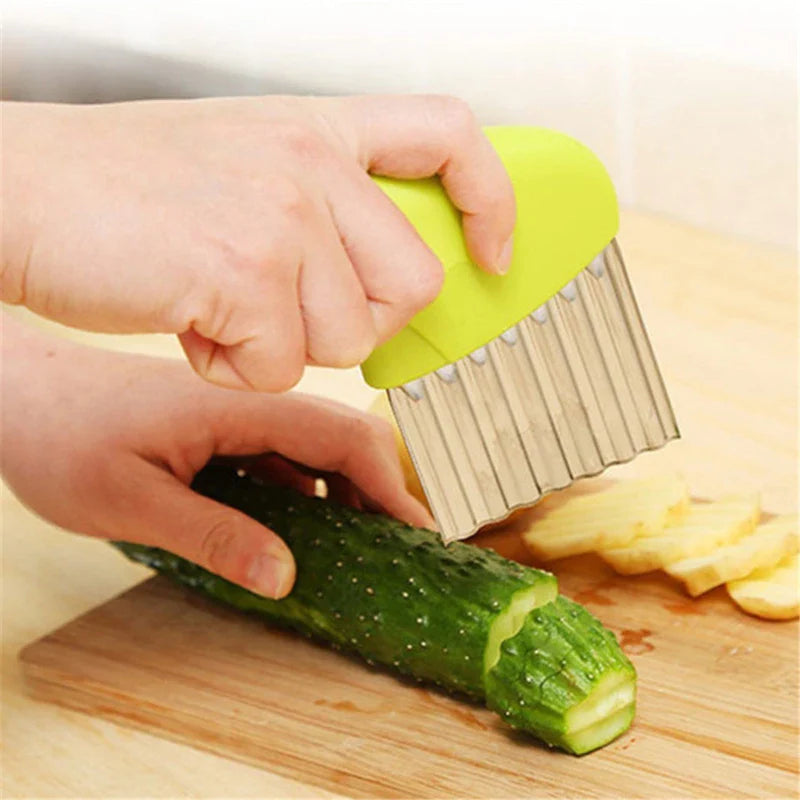 Crinkle Cut Potato Cutter Stainless Steel Wavy French Fry Maker Vegetable Slicer