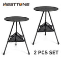 Round Folding Camping Table 2-Pack — 14.5 in (37 cm) Ultralight Portable Adjustable Height with Mesh Storage Bag for Camping, Picnic & Indoor