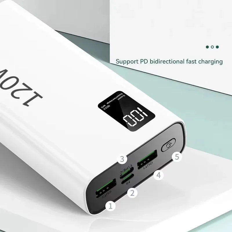 120W 200000mAh Portable Power Bank with Digital Display - High Capacity Fast Charger for Smartphones & Tablets