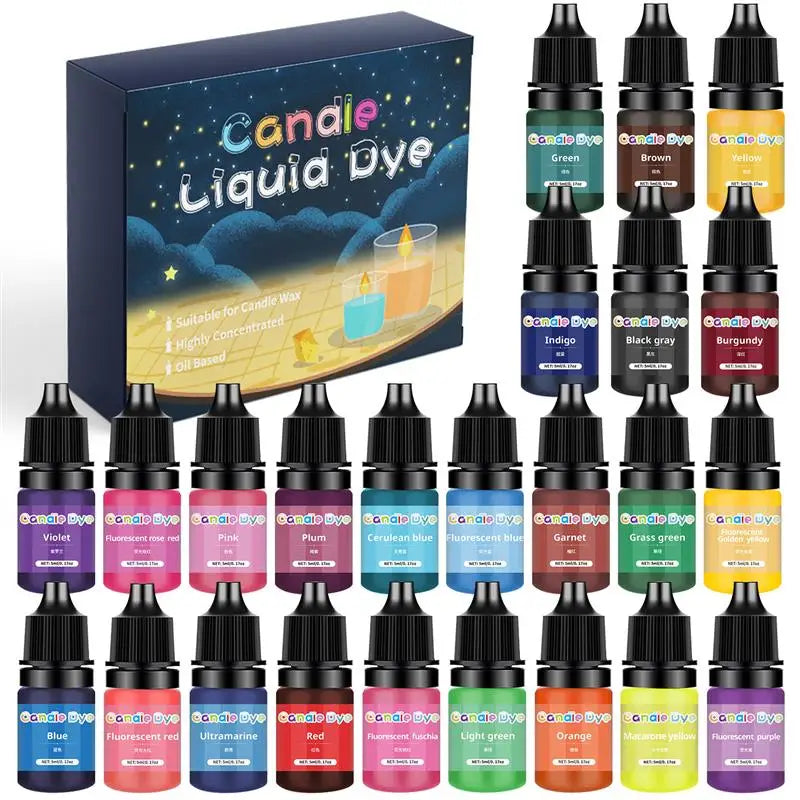 Candle Dye Kit - Liquid Colorants for DIY Candle & Soap Making (5ml / 10ml Bottles)
