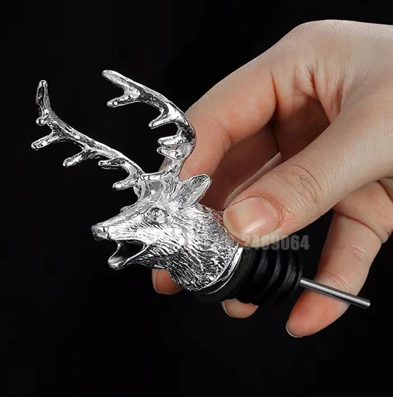 Zinc Alloy Animal Head Wine Pourer - Decorative Bottle Pour Spout & Stopper (Deer, Elk, Lion, Leopard, Wolf, Eagle, Dragon)