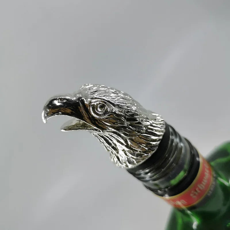 Zinc Alloy Animal Head Wine Pourer - Decorative Bottle Pour Spout & Stopper (Deer, Elk, Lion, Leopard, Wolf, Eagle, Dragon)