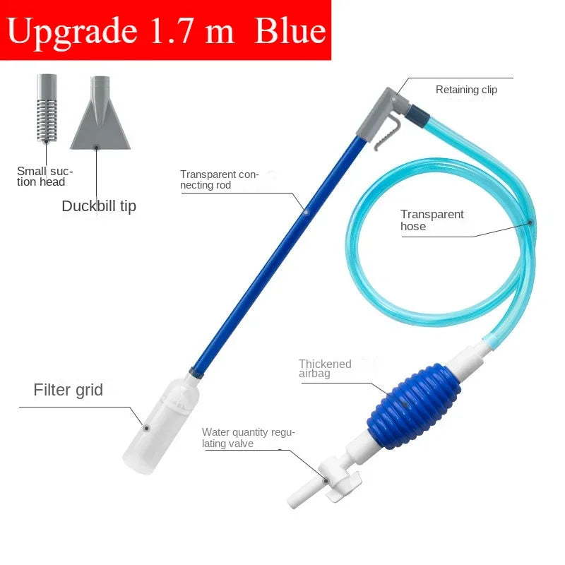 Aquarium Gravel Vacuum Siphon Kit for Large Fish Tanks, Manual Water Change and Sand/Gravel Cleaner with Extension Tube