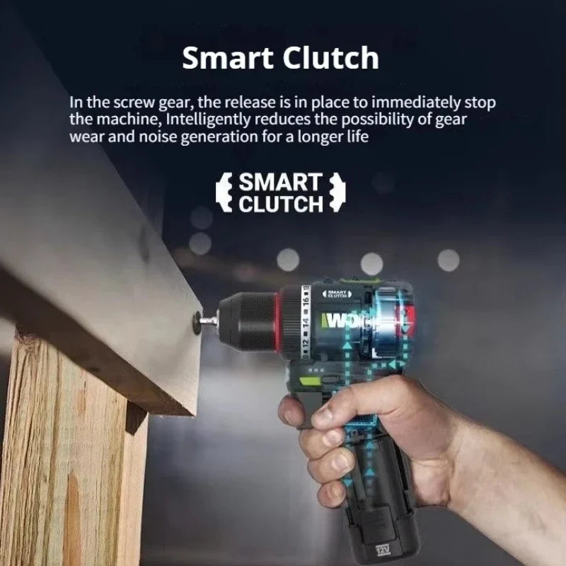 Cordless 12V Brushless Drill Driver 50 Nm Torque 1800 RPM Electric Screwdriver with Smart Clutch