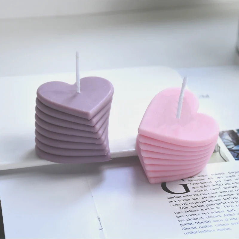 3D Rotating Stacking Heart Silicone Mold for Candle, Soap & Resin DIY Crafts