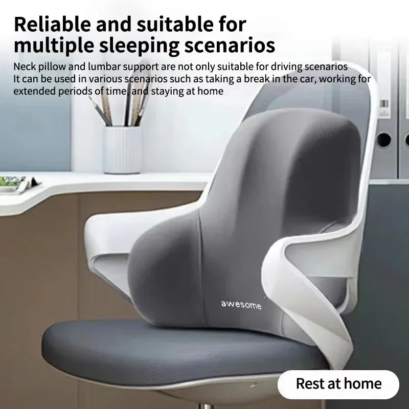 Memory Foam Lumbar Support Pillow for Car, Office & Gaming Chairs, Postpartum Back Pain Relief
