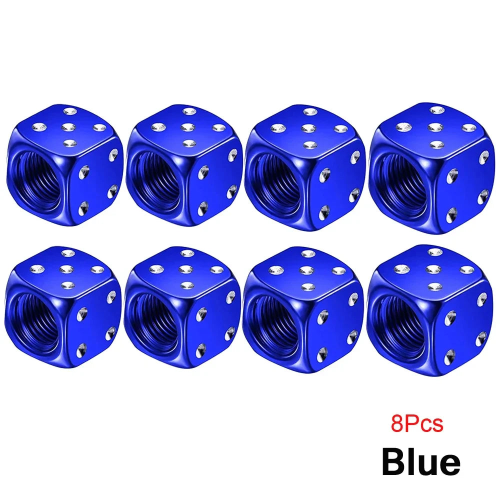 2/8-Pack Aluminum Dice Tire Valve Caps, Universal Wheel Stem Air Valve Covers for Car Truck Motorcycle Bike