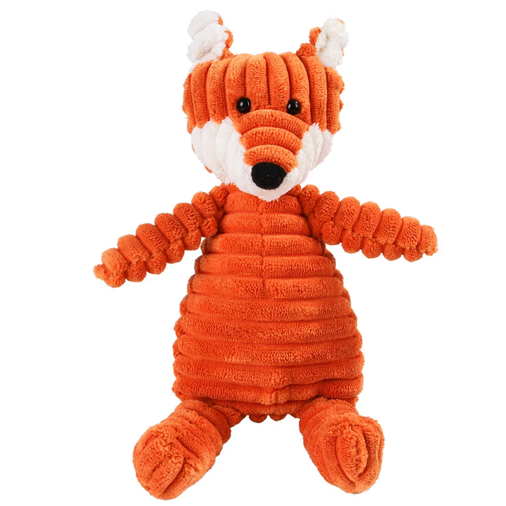 Dog Chew Toy Corduroy Plush Squeaky Molar Tooth Cleaner Training Toy for Large Dogs Monkey and Pig Designs
