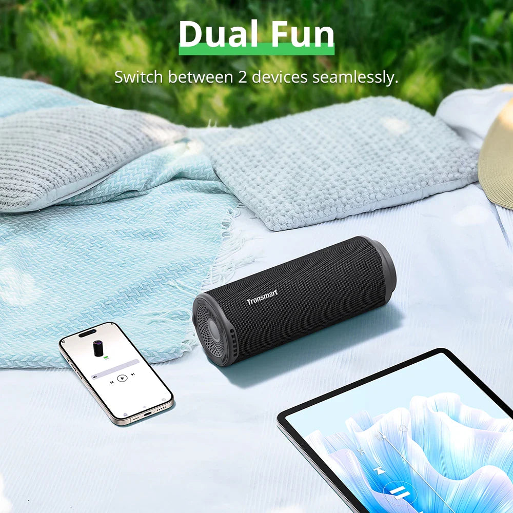 40W Portable Bluetooth Speaker — 2.1-Channel, IPX7 Waterproof, 18H Playtime, App EQ & TWS for Camping