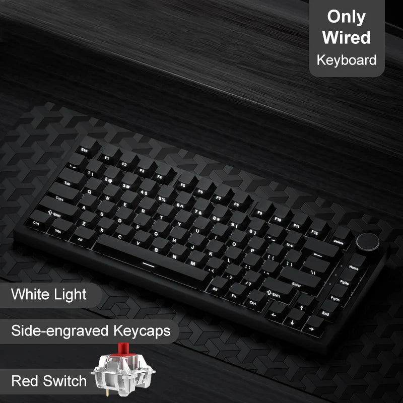 75% Hot-Swappable Mechanical Keyboard — Bluetooth 5.1, 2.4G Wireless & Wired USB-C, PBT Keycaps, RGB, Gasket Mount, Metal Volume Knob