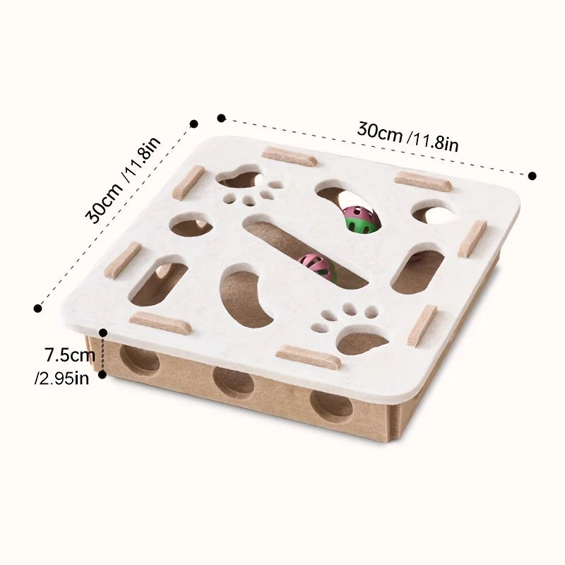 Interactive Cat Puzzle Toy Felt Maze Tunnel with Bell Ball Indoor Cat Enrichment Toy