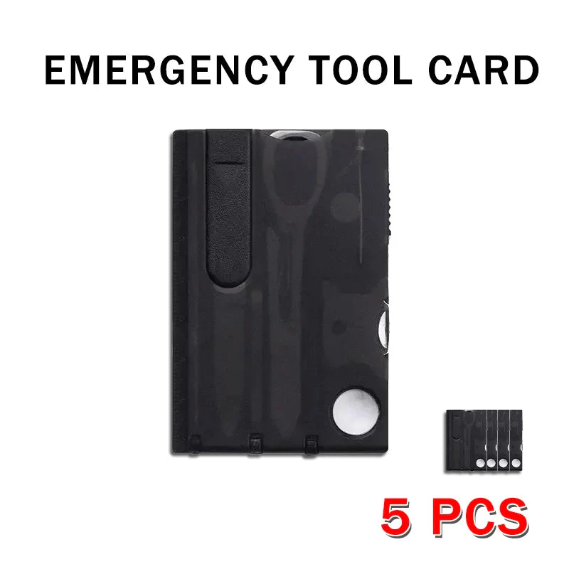 Credit-Card Multi-Tool Survival Card — Portable 5.5 × 8 cm (2.17 × 3.15 in) Pocket Emergency Tool with Screwdriver, Compass & Bottle Opener for Camping