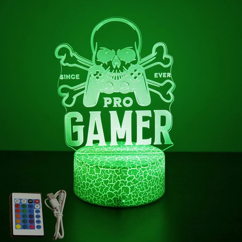 3D LED Neon Gamer Lamp - RGB Acrylic Night Light with Remote & Touch for Kids & Gaming Room
