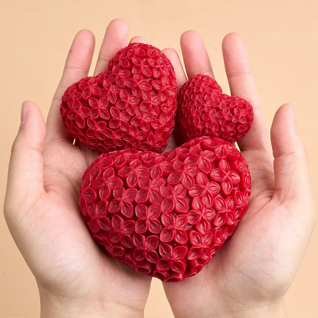 3D Love Flower Silicone Mold – Heart Candle, Soap, Resin & Chocolate DIY Kit for Valentine's Day