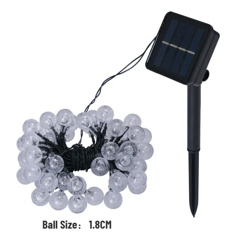 Solar Crystal Globe LED String Lights - IP65 Waterproof Solar Fairy Lights, 20/50/100 LED 5m/10m (16.4ft/32.8ft) for Garden, Patio & Party Decor