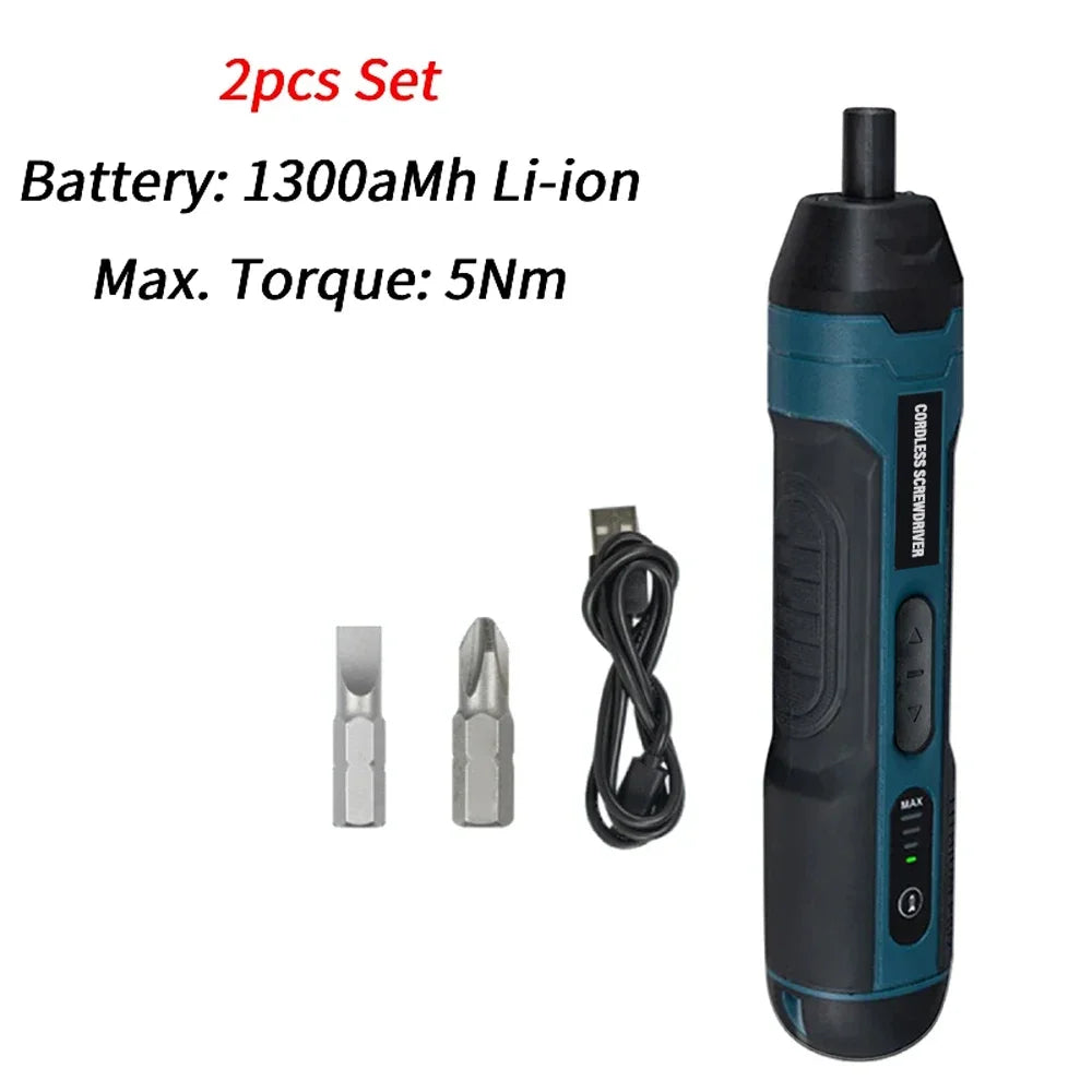 Mini Cordless Electric Screwdriver 3.6V Rechargeable 1300mAh, 5Nm Torque Precision Kit with Bits